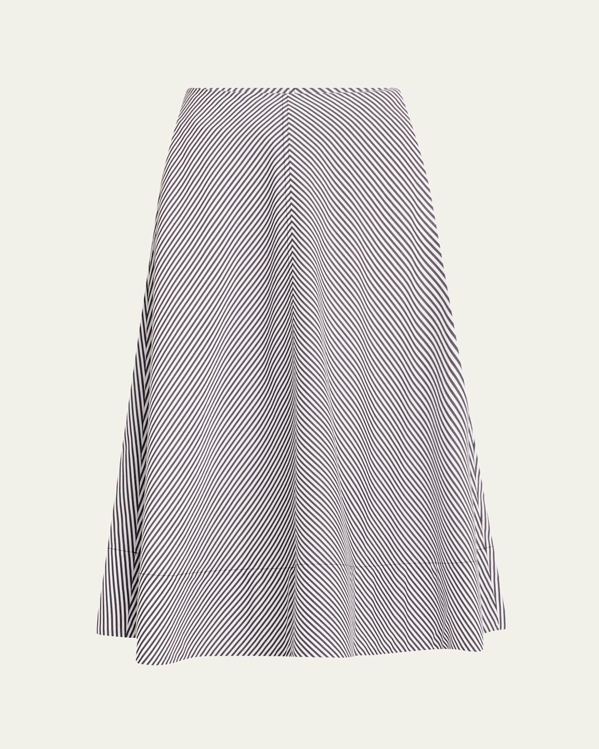 Brandon Maxwell Knox Striped Low-slung Midi Circle Skirt In Gray