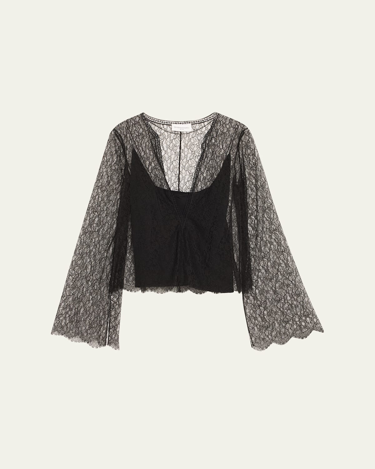 Brandon Maxwell The Eloise Chantilly Lace And Crepe Top In Black