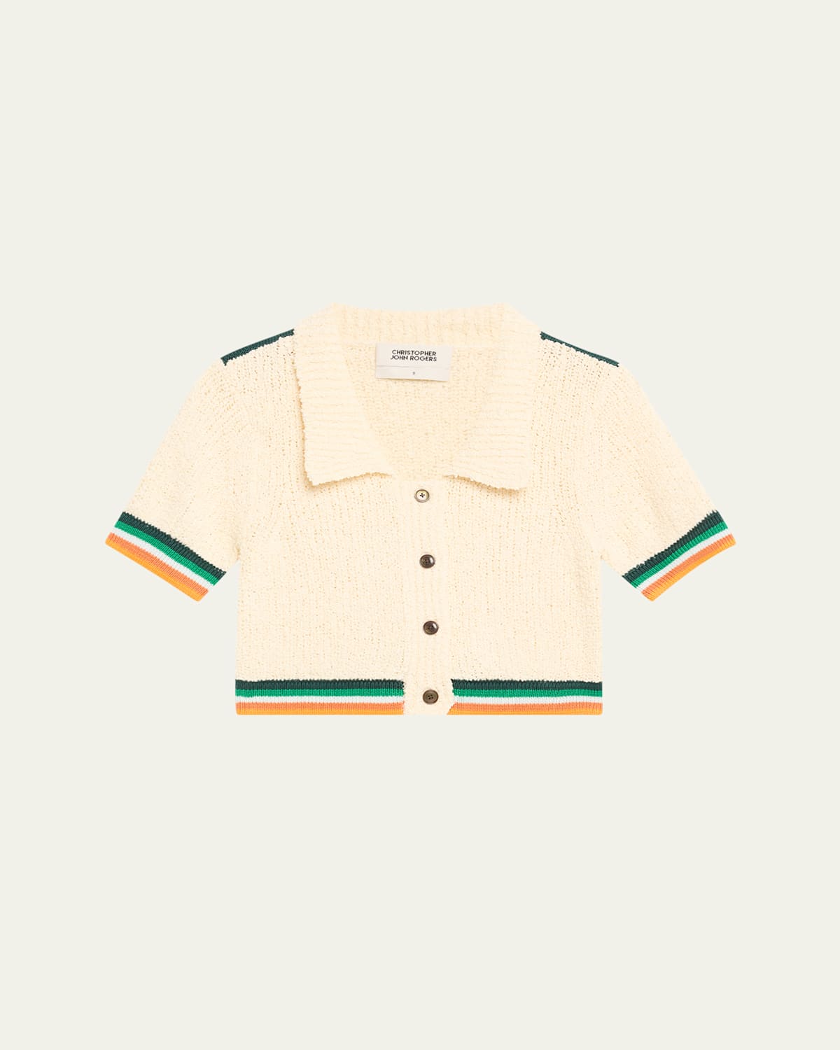 Christopher John Rogers Cropped Boucle Polo