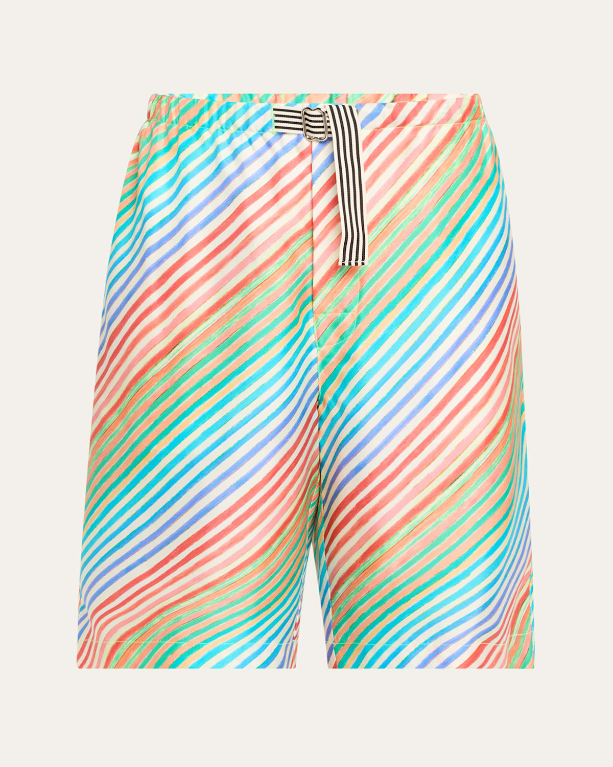 Crayon Stripe Silk Bias Shorts