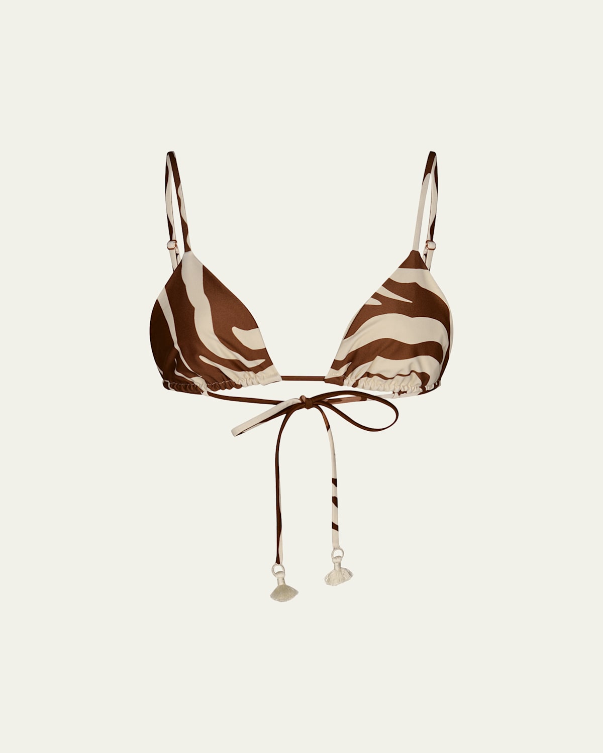 Johanna Ortiz Konibo Zebra Triangle Bikini Top In Brown