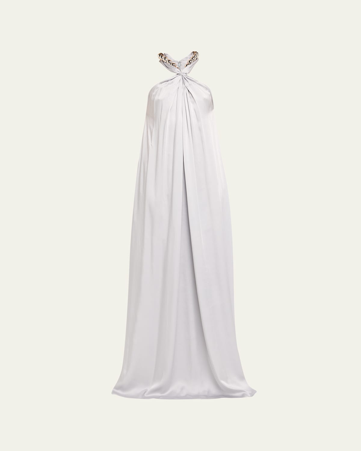 Stella Mccartney Ball-collar Satin Halter Gown In Blue
