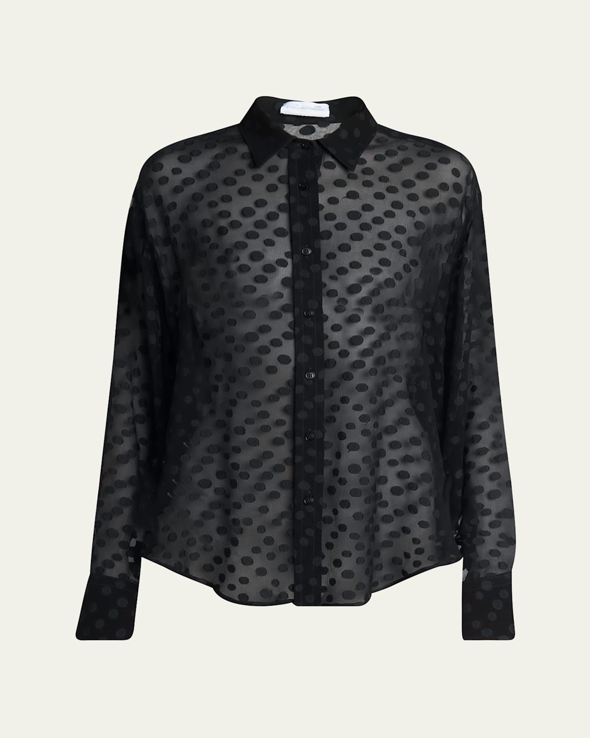 Stella Mccartney Sheer Polka Dot Button Down Blouse In Black