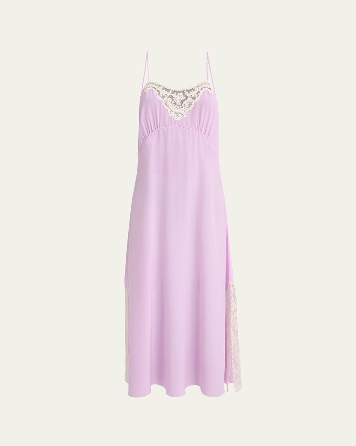 Chloé Lace-trim Silk Midi Slip Dress In Purple