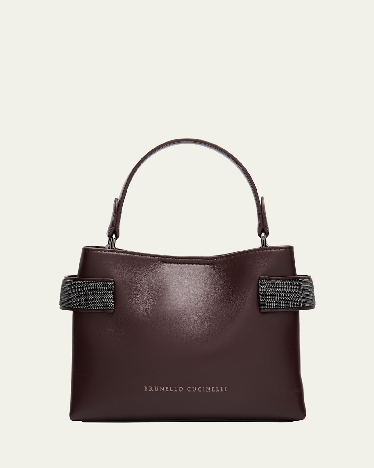 Brunello Cucinelli Essence Small Calfskin Top-handle Bag With Precious Bands