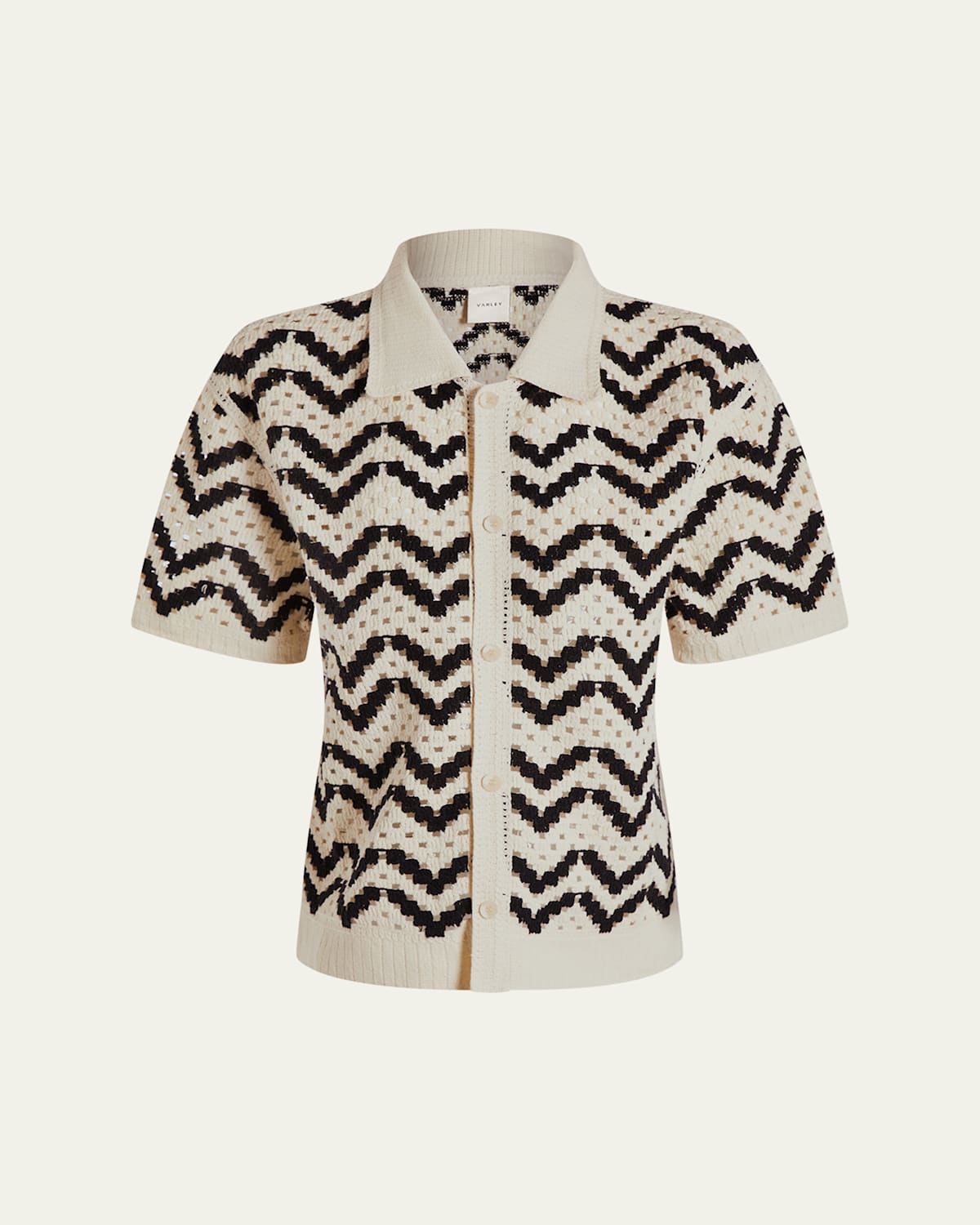 Varley Anais Crochet Polo Shirt