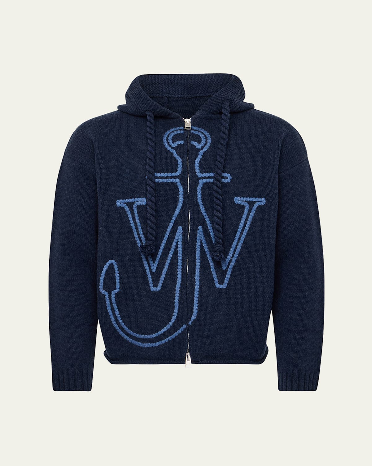 Men's Anchor Embroidery Zip Hoodie