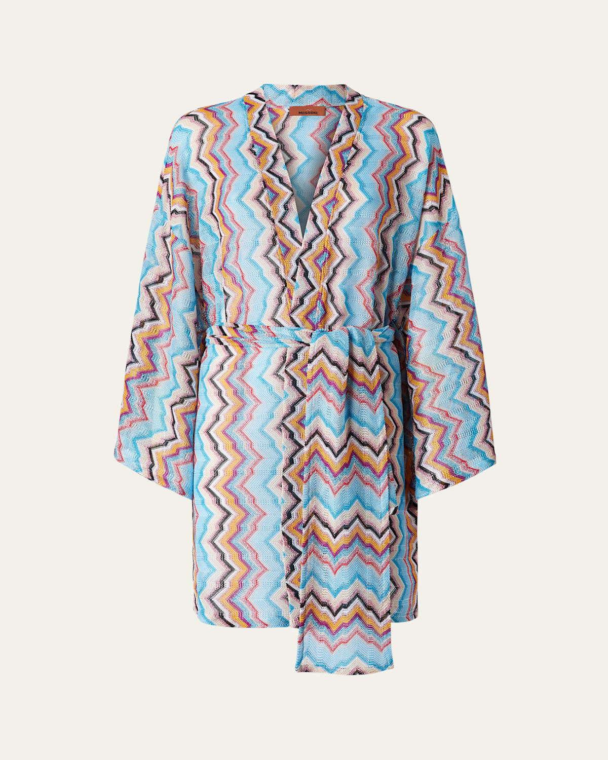 Shop Missoni Zig-zag Short Kimono Coverup In Multicolor