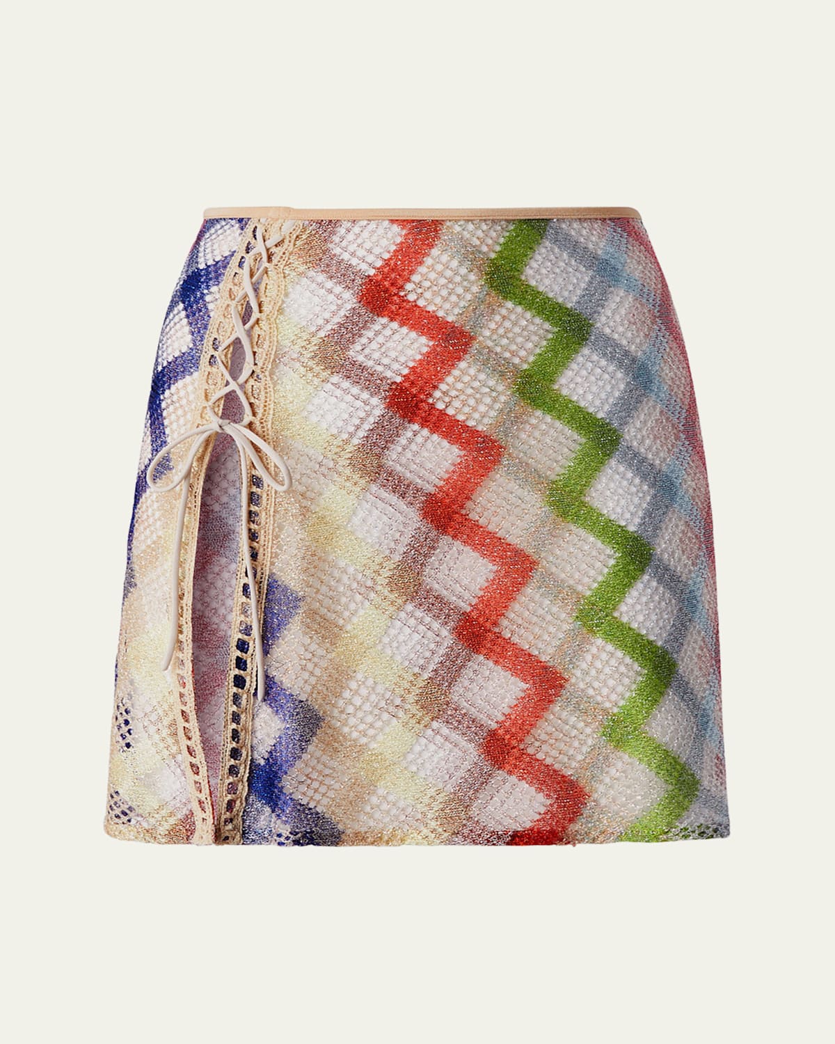 Missoni Metallic Mesh Lace-up Mini Skirt