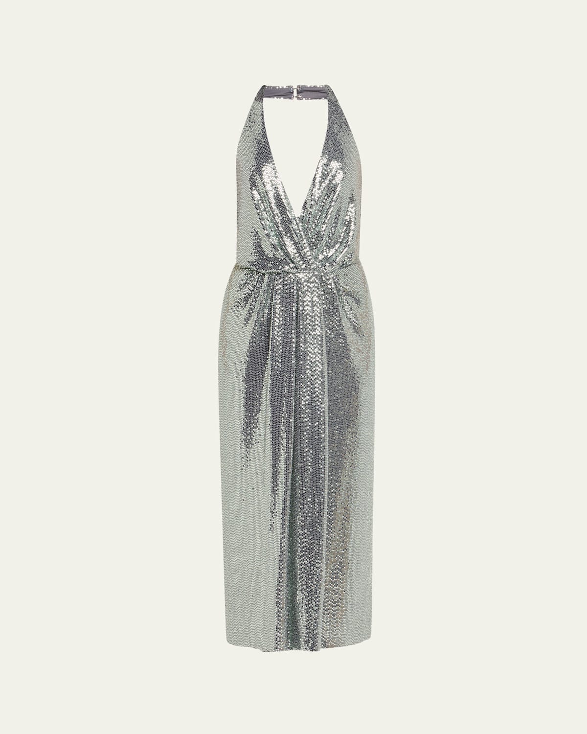 Leonie Deep V-Neck Disco Jersey Midi Dress