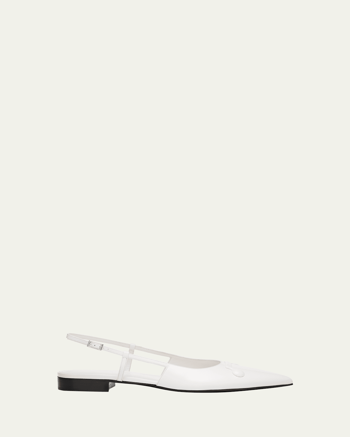 Marni Trunkaroo Leather Pointed-toe Slingback Flats In White