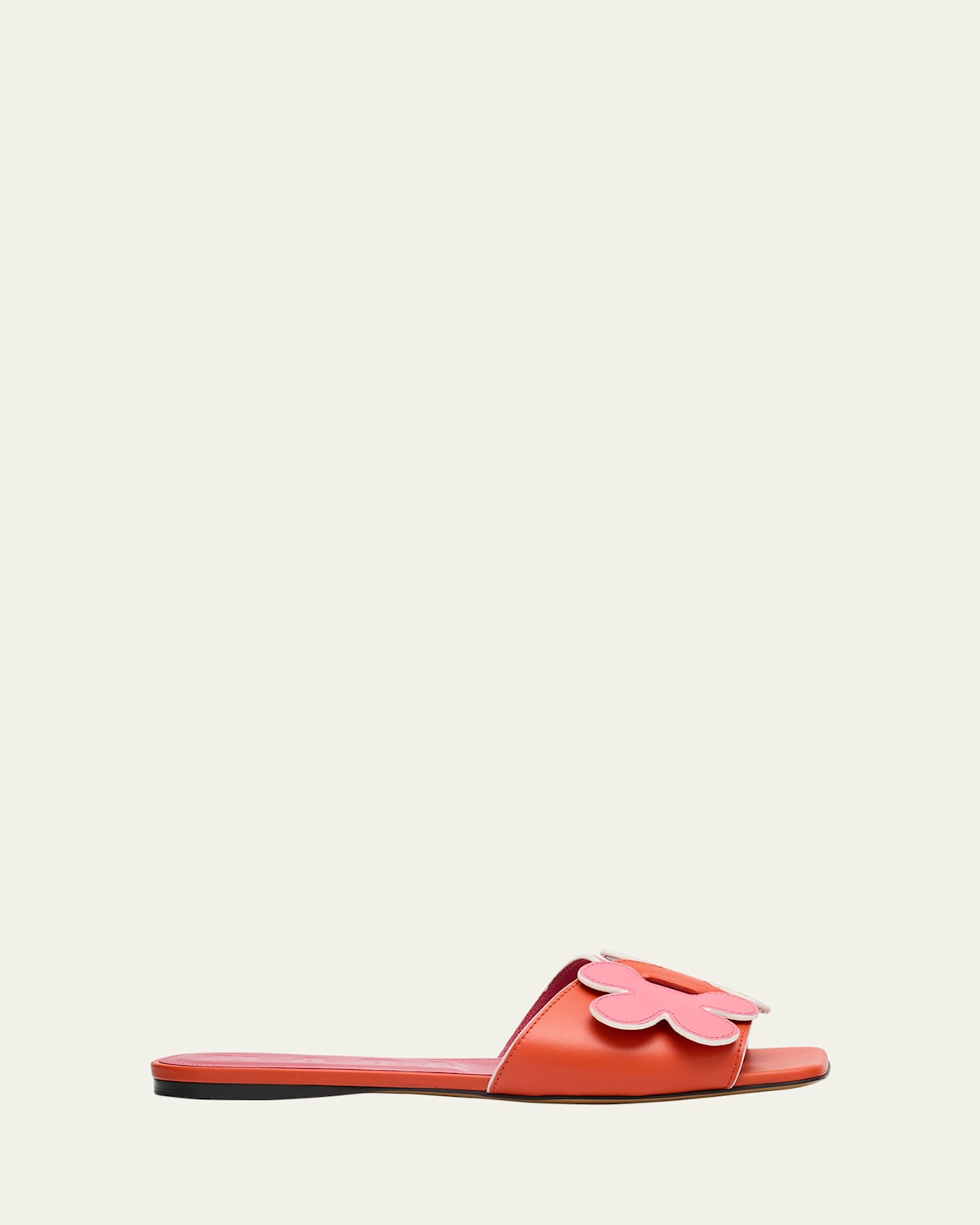 Marni Flower Leather Slide Sandals In Multi
