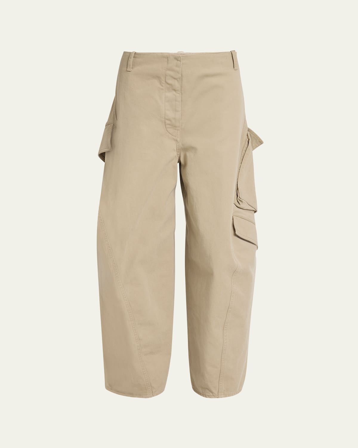 Alaïa Mid-rise Washed Chino Barrel-leg Cargo Trousers In Beige