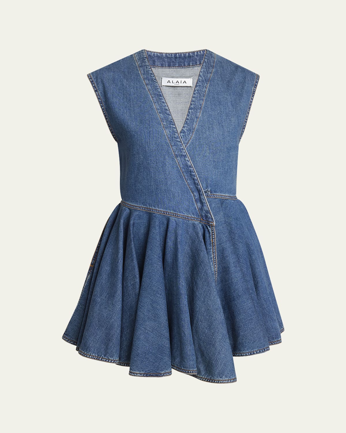 Sleeveless Denim Wrap Dress