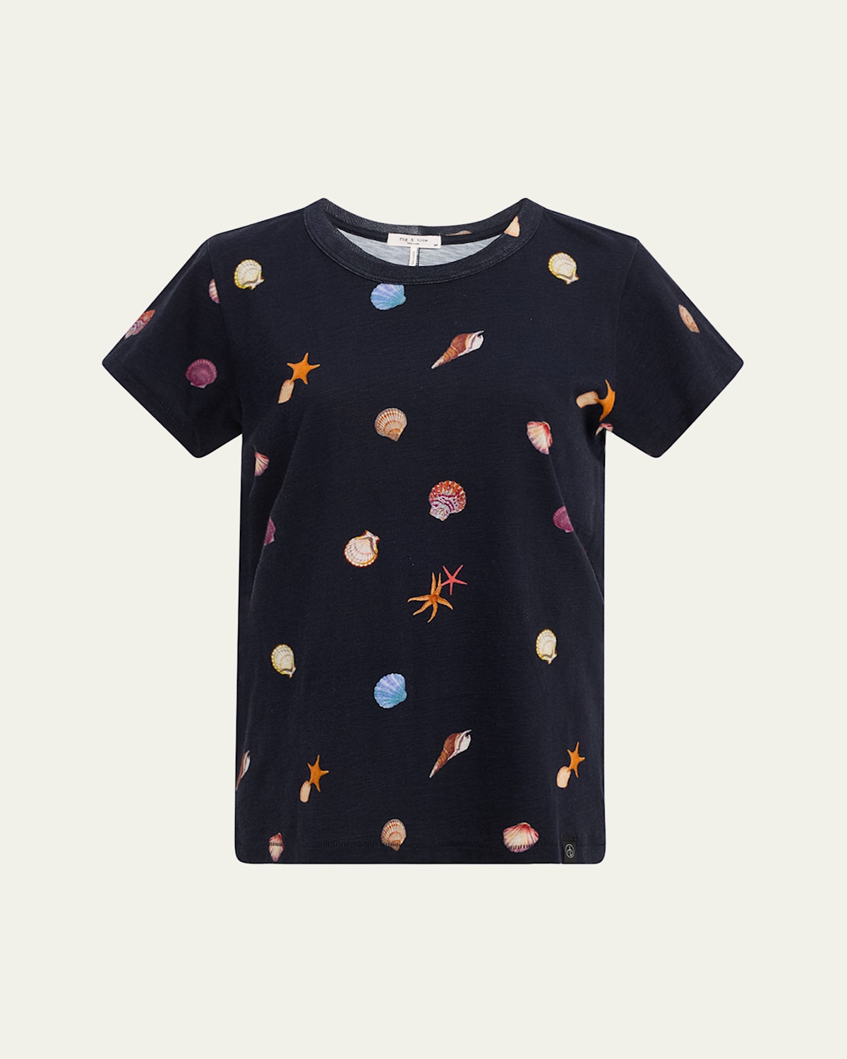Rag & Bone Short-sleeve Allover Seashell Tee In Black