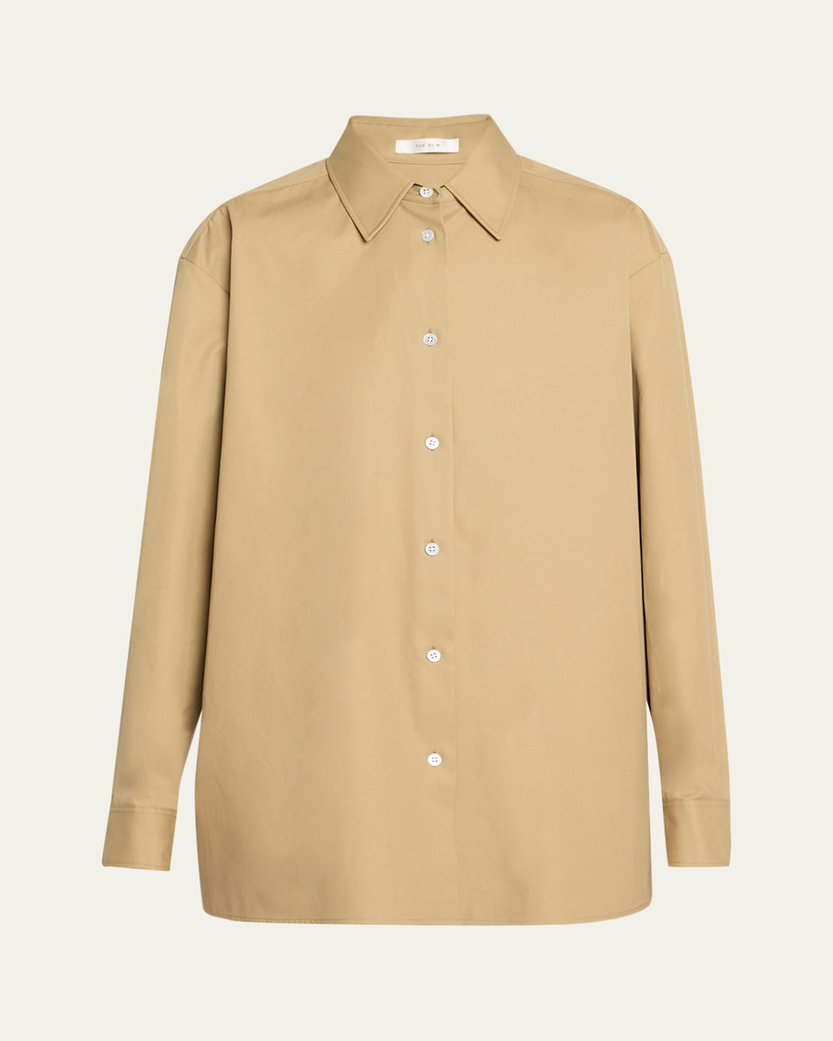 The Row Tansy Cotton-cashmere Button-down Shirt In Sand