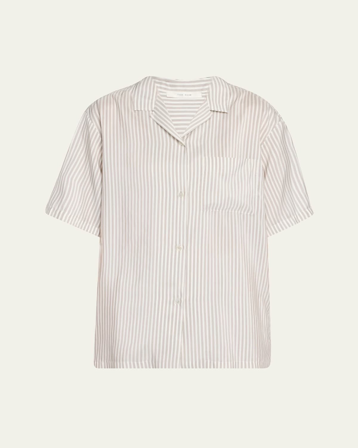 The Row Jorge Striped Silk Camp Shirt In Gray