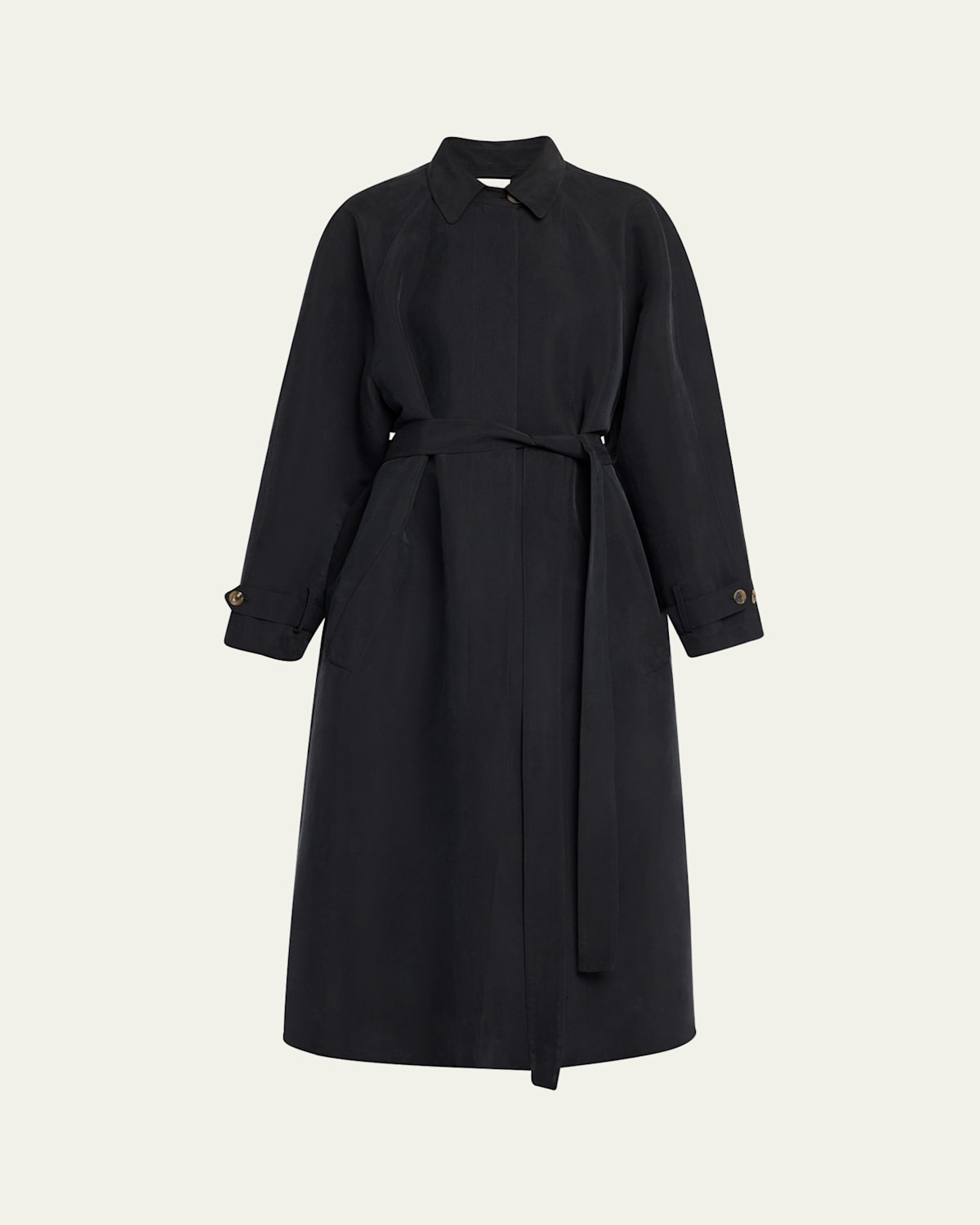 The Row Ryo Beled Long Silk Trench Coat In Black