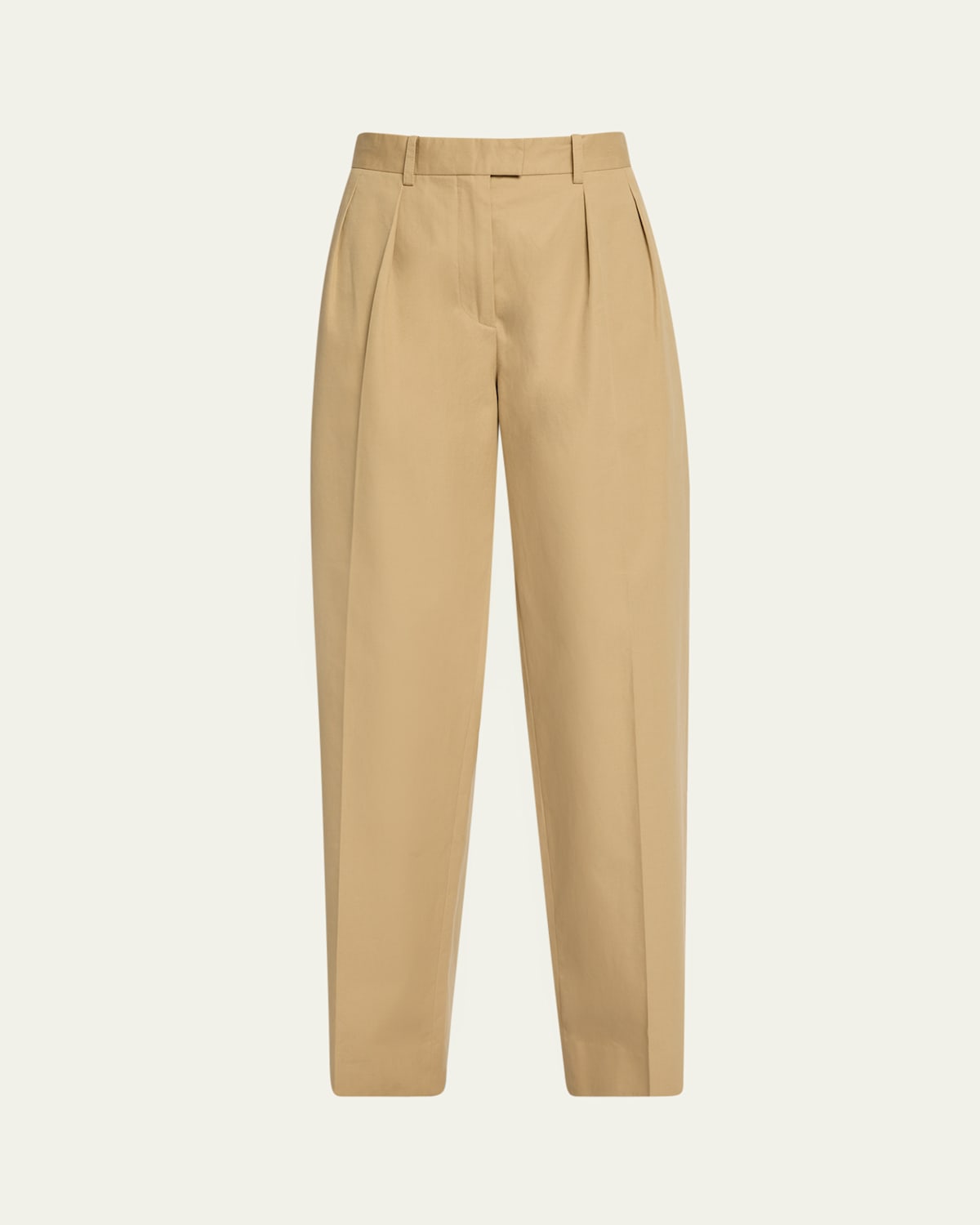 The Row Alfidis Pleated Straight-leg Cotton-cashmere Pants In Sand