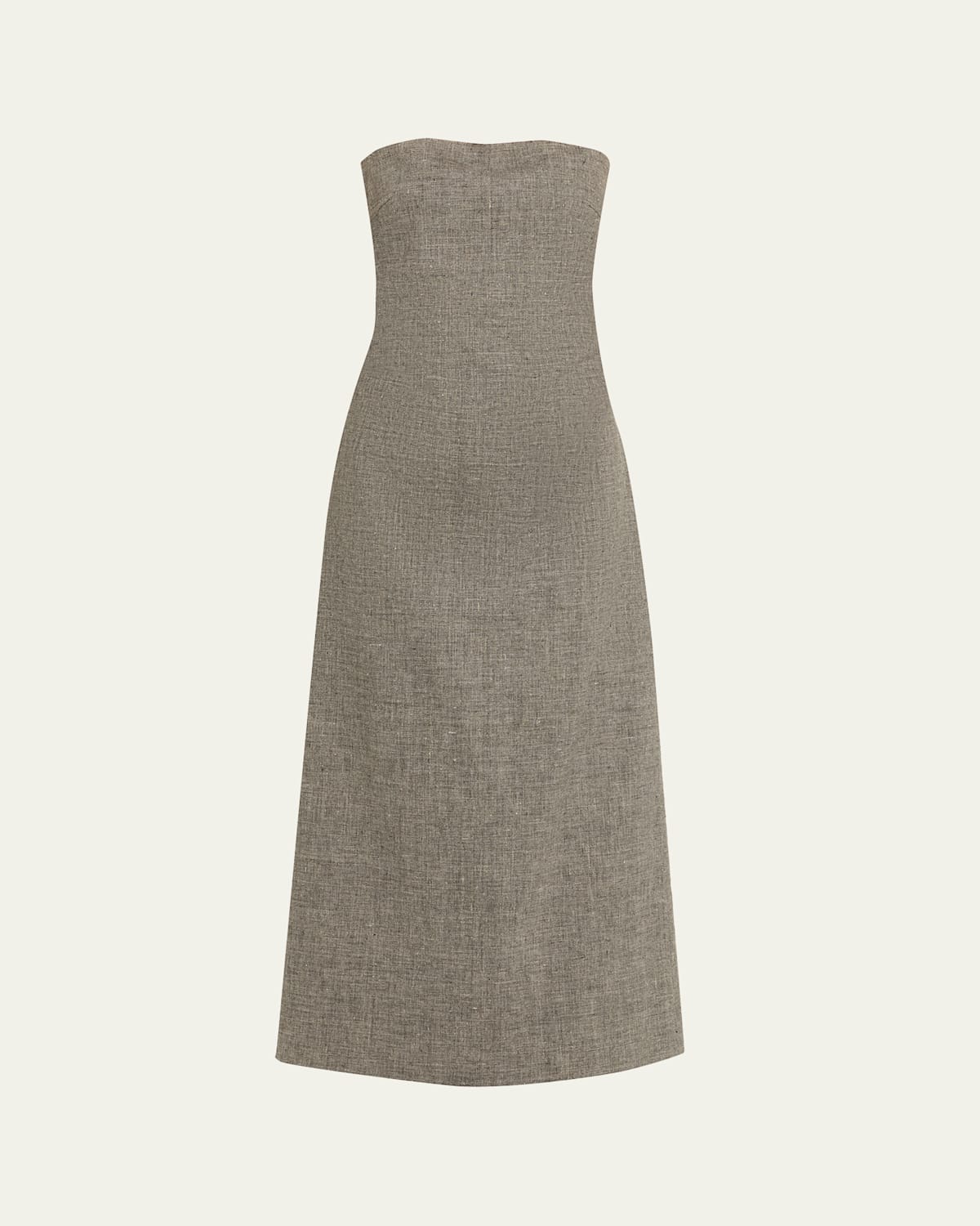 The Row Dolcira Strapless Linen-blend Dress In Gray