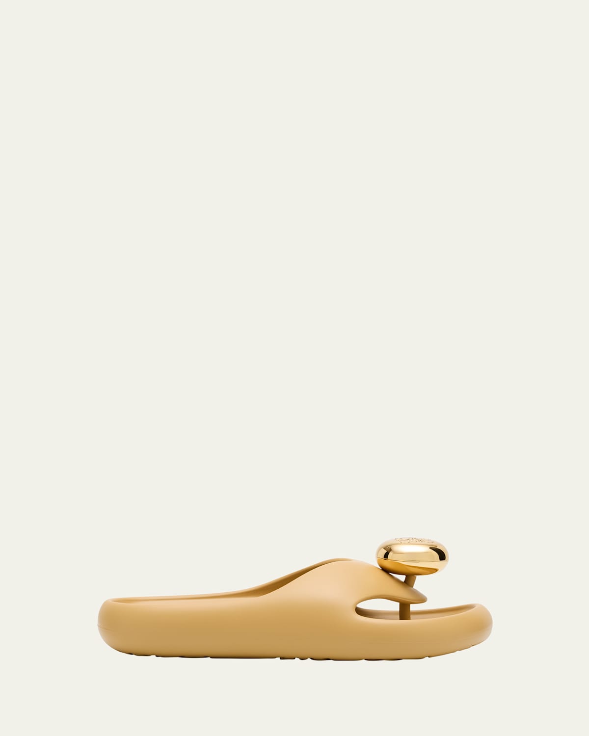 Loewe Pebble Patent Toe-post Slide Sandals In Gold