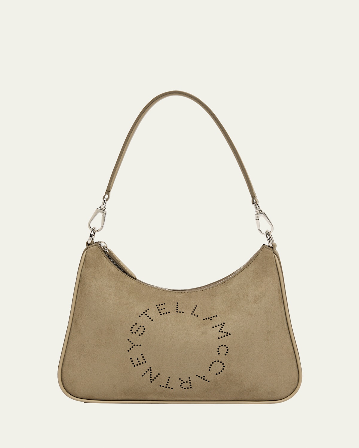Stella Mccartney Alter Suede Piped Hobo Bag In Brown
