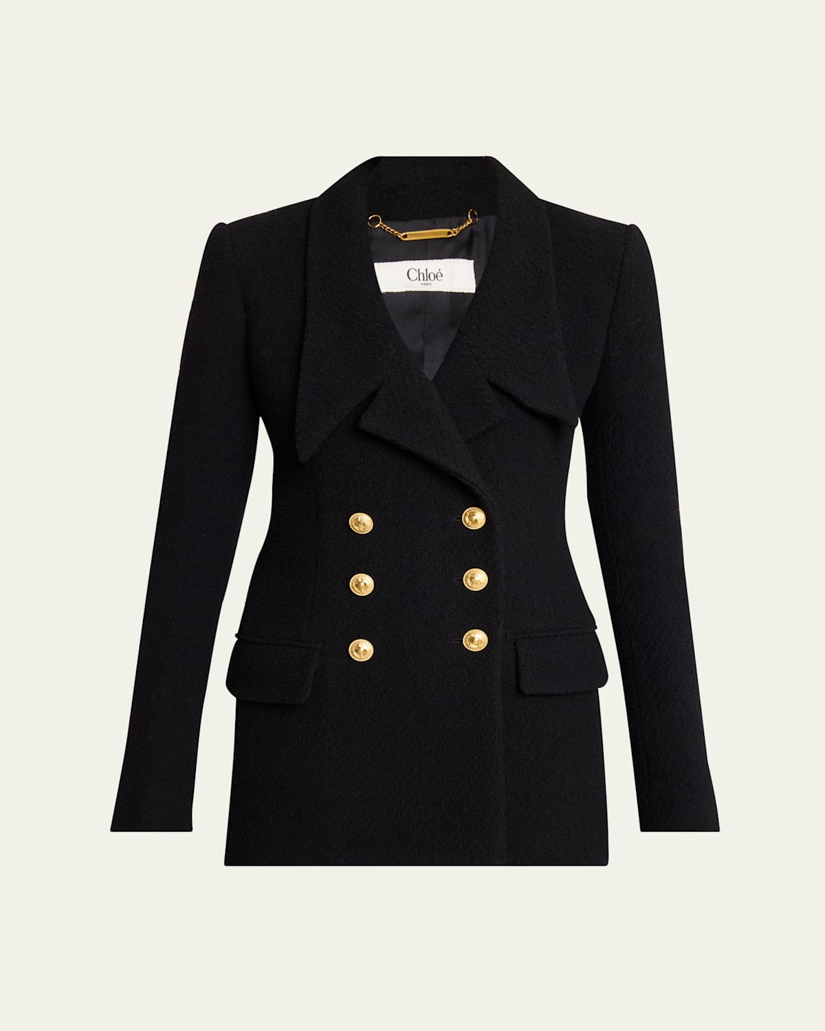 Chloé Cascade-lapel Double-breasted Boucle Jacket