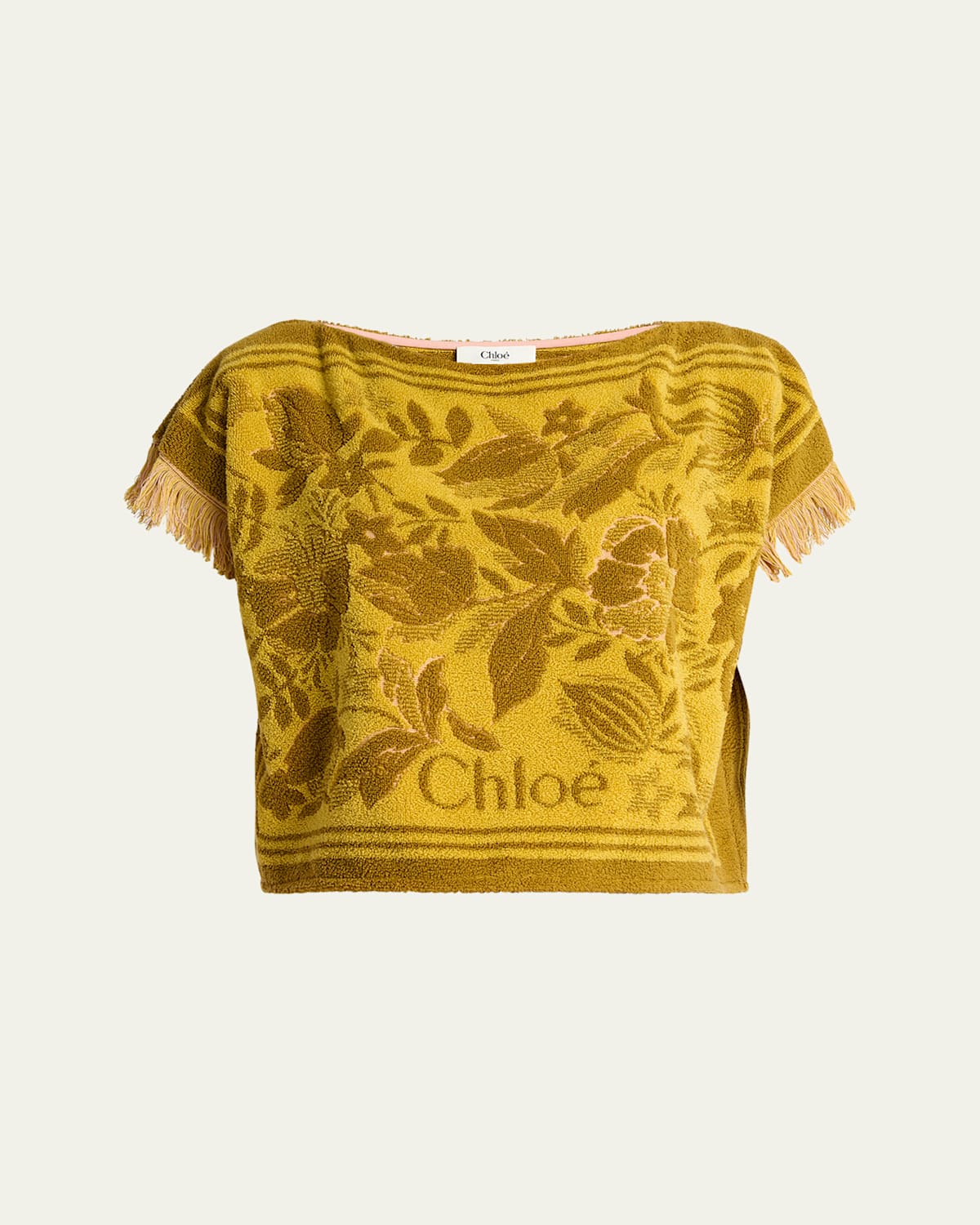 Chloé Short-sleeve Towelling Boxy Top In Gold