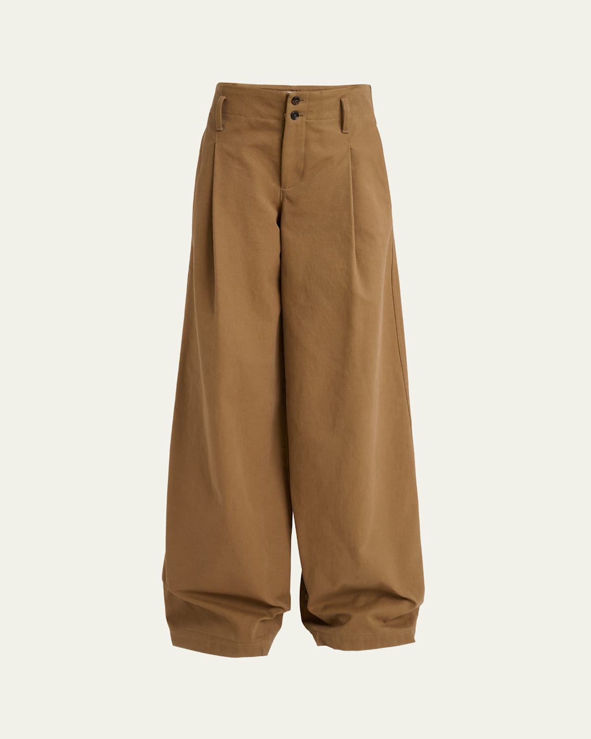 Chloé Garment Dye Organic Cotton Canvas Wide Leg Pants In Brown