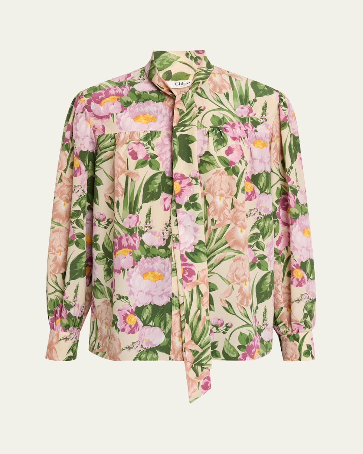 Chloé Turtleneck Jersey Wool Sweater With Floral Print Women In Multi