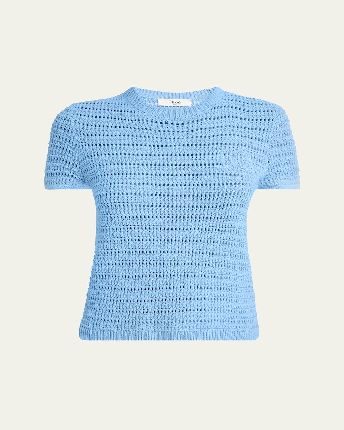 Chloé Open-knit Logo Embroidered Top