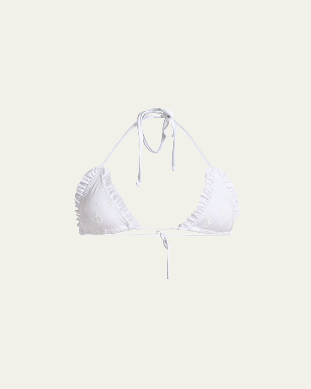 Chloé Ruffle-trim Eyelet Bikini Top In White