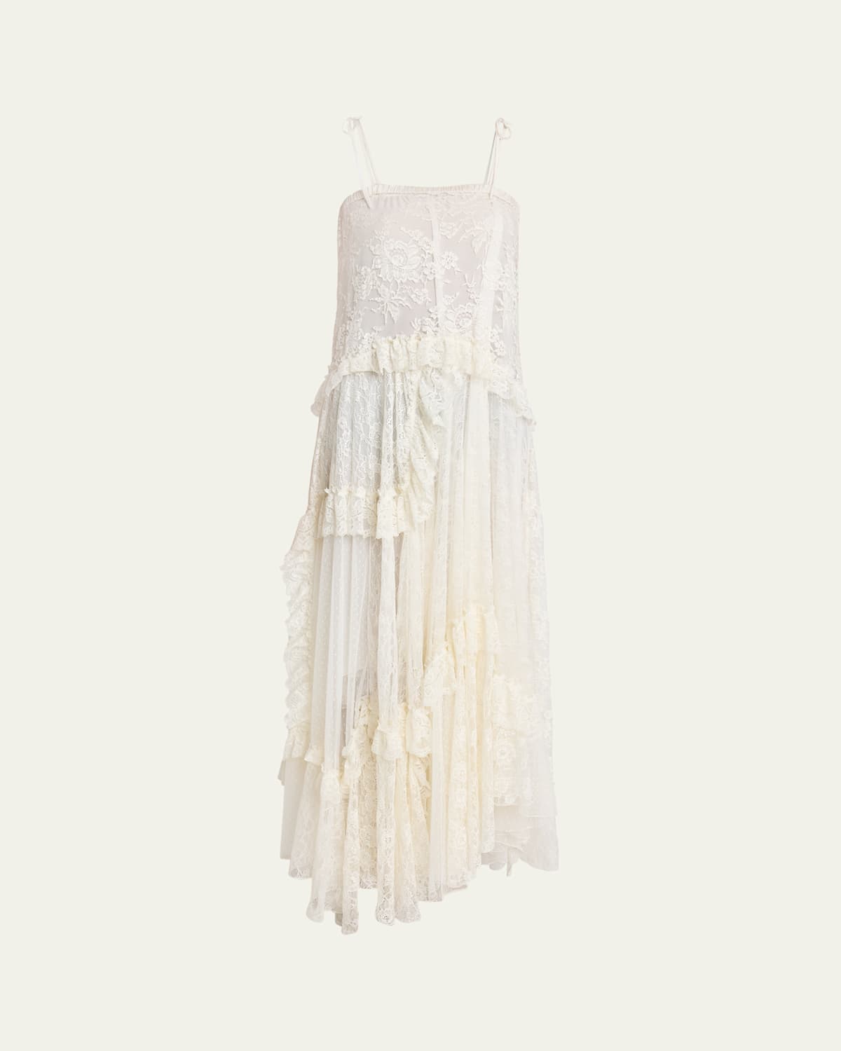 Chloé Ruffle-trim Floral Lace Maxi Dress In Multi