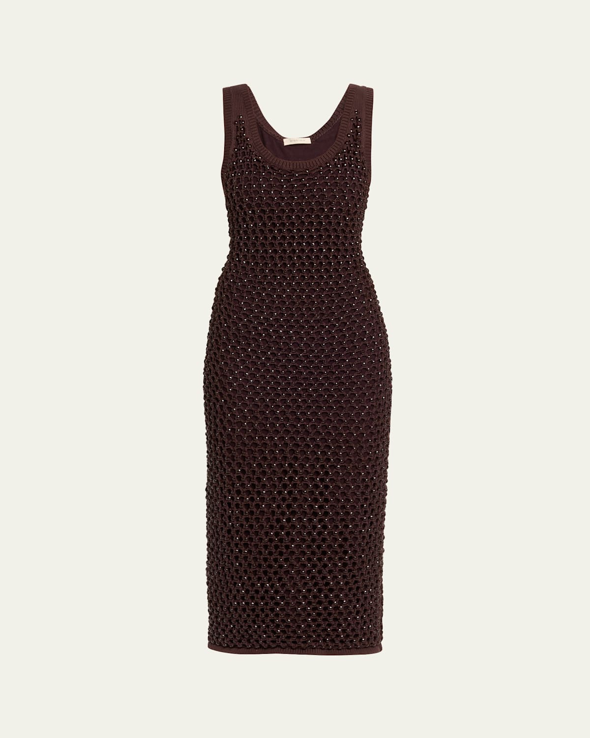 Diotima Emin Crystal Mesh Maxi Tank Dress In Brown