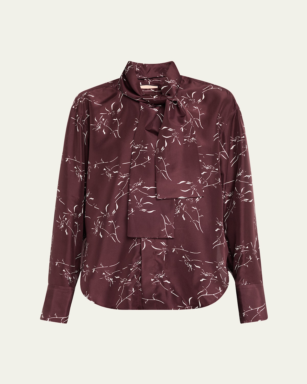 Long-Sleeve Tie-Neck Shirt