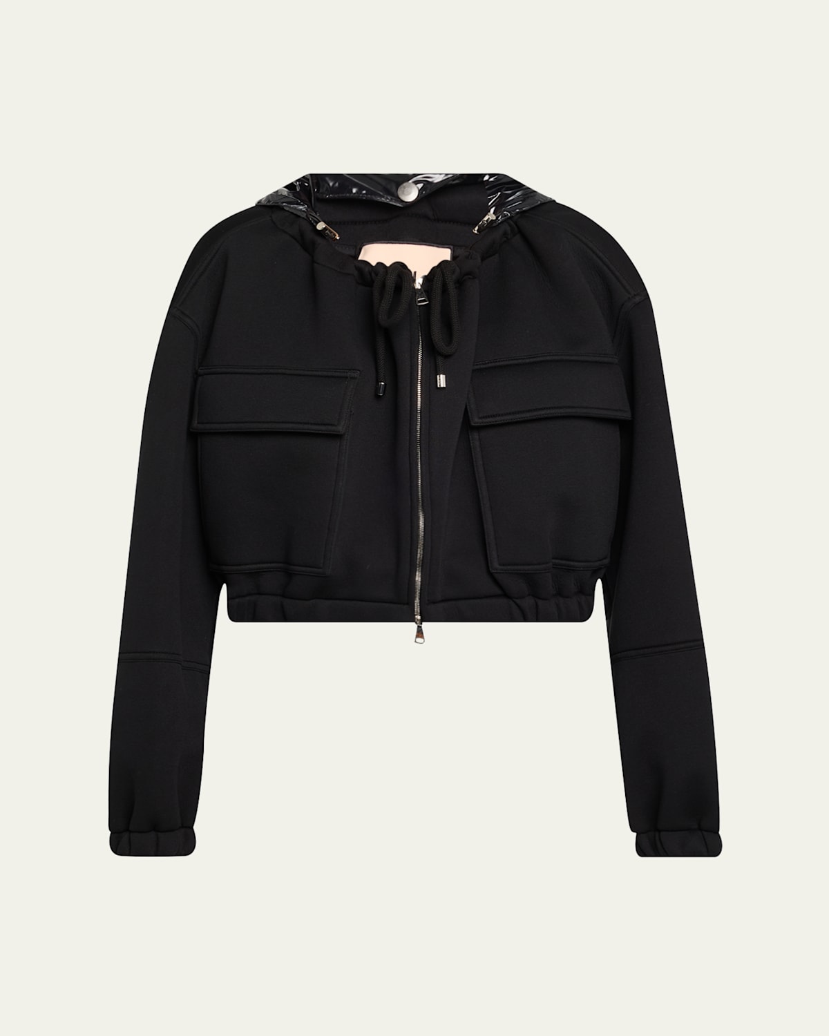 Zipped Drawstring Jacket with Detachable Hood