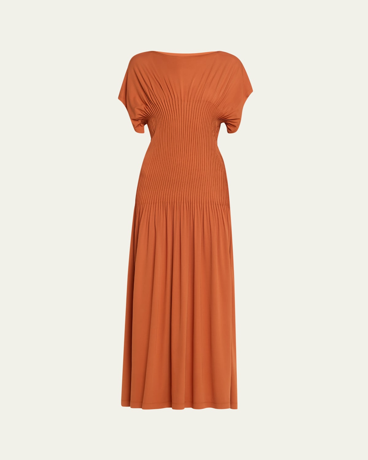Knife-Pleated Jersey Empire Maxi Dress