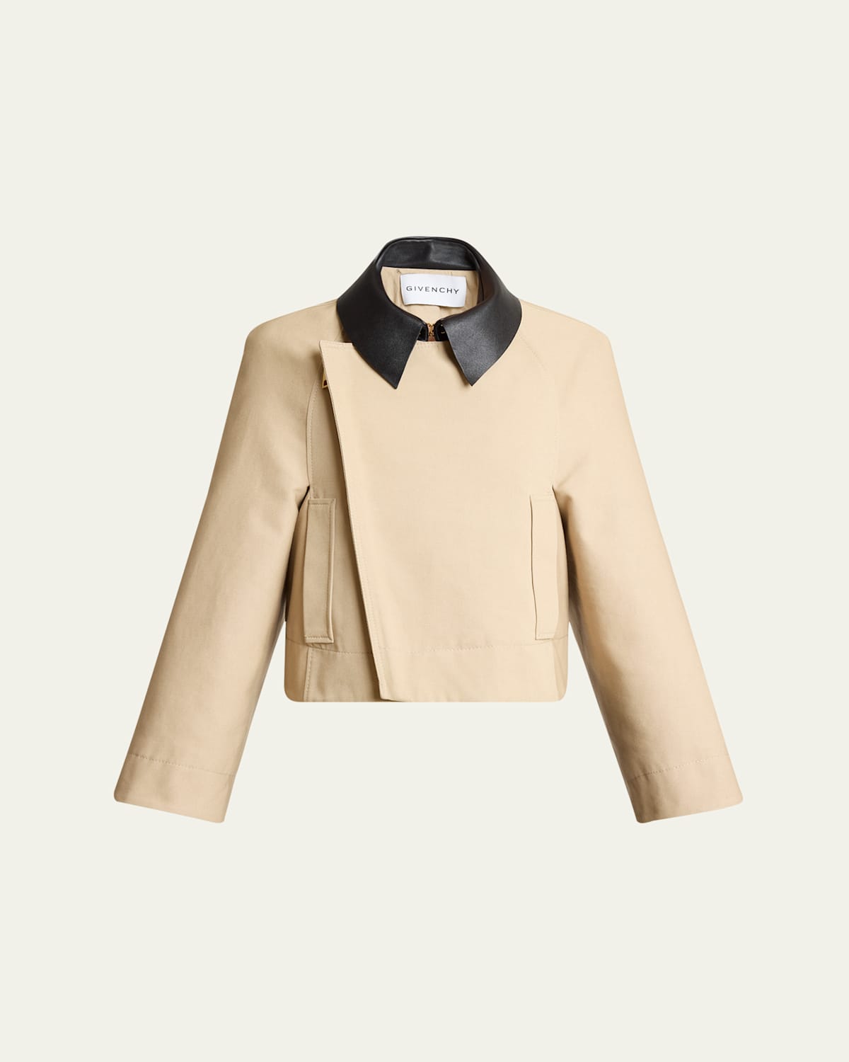 Leather Collar Zip Cocoon Jacket