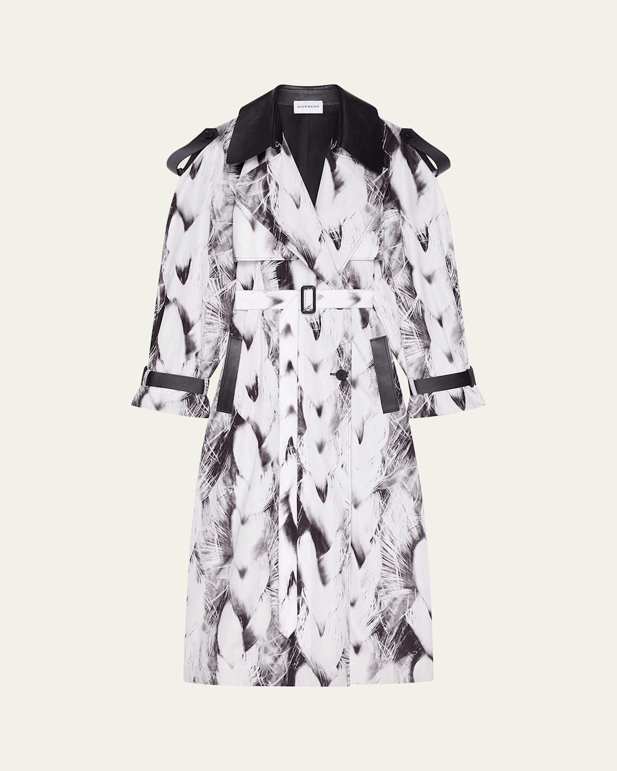 Givenchy Braid-print Belted Trench Coat In White