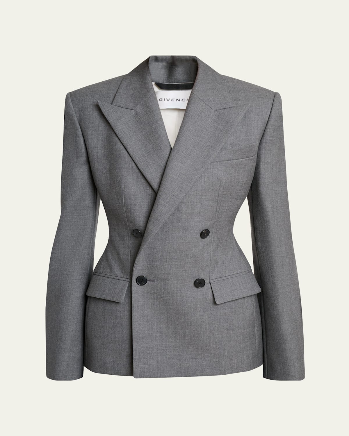 Givenchy Double Breasted Slim Fit Wool Blazer In Gray