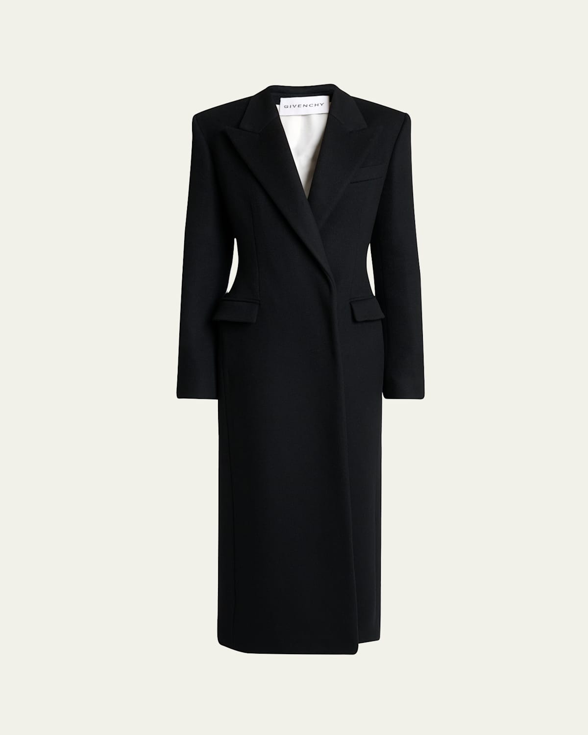 Givenchy Wool Double-breasted Cinched Coat In Black