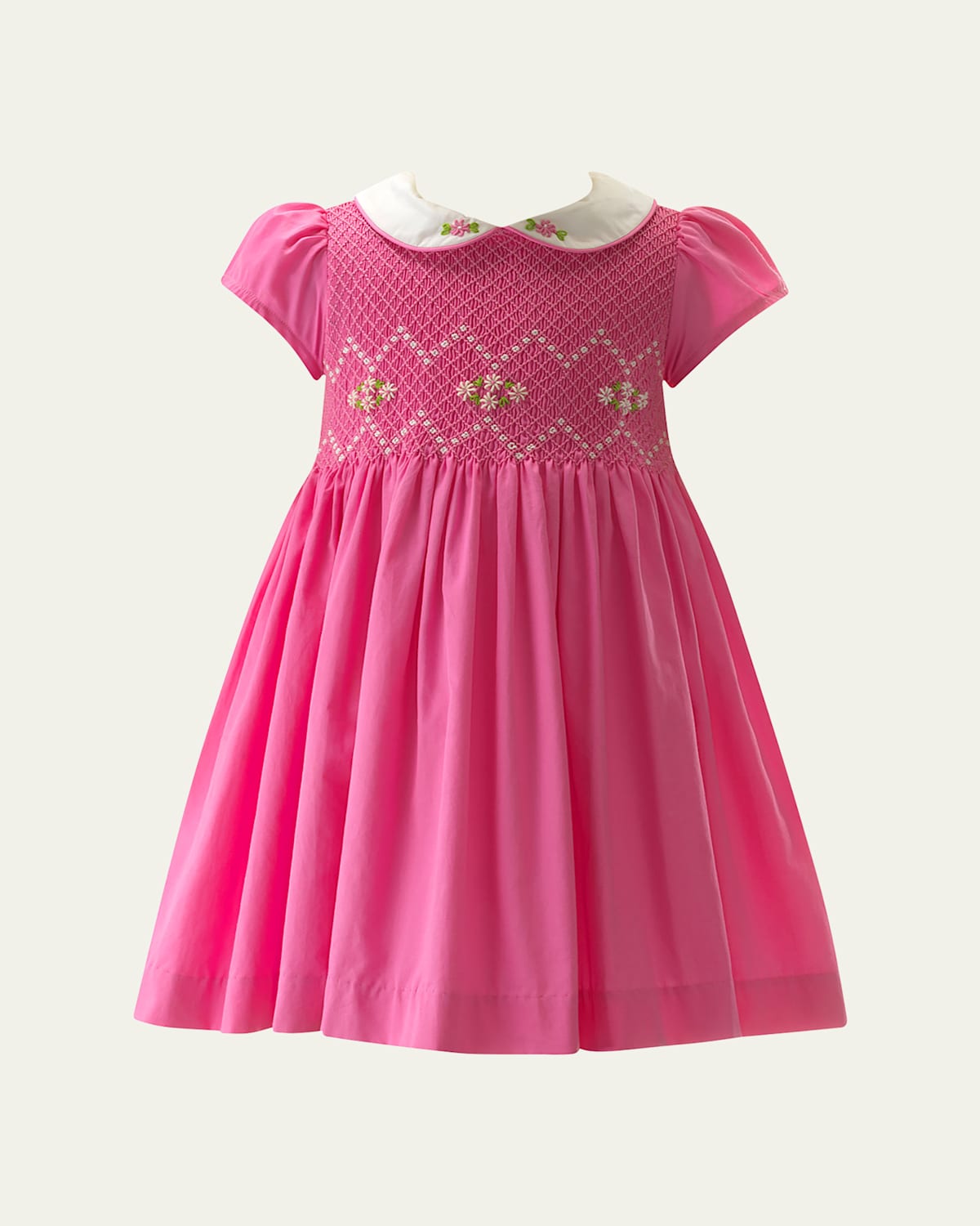 Rachel Riley Girl's Smocked A-line Dress In Pink