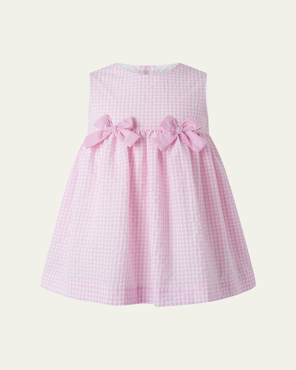 Shop Rachel Riley Girl's Gingham-print Bow Dress W/ Bloomers In Pink