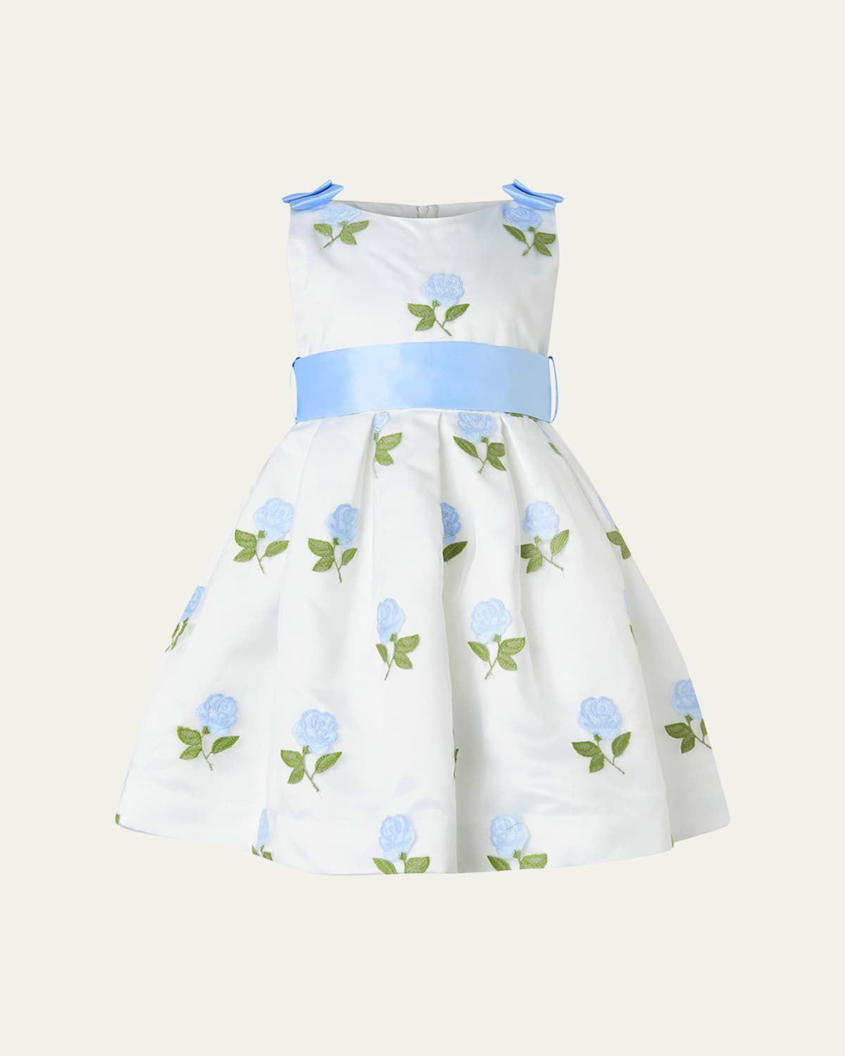 Rachel Riley Rose Embroidered Organza Dress In Blue
