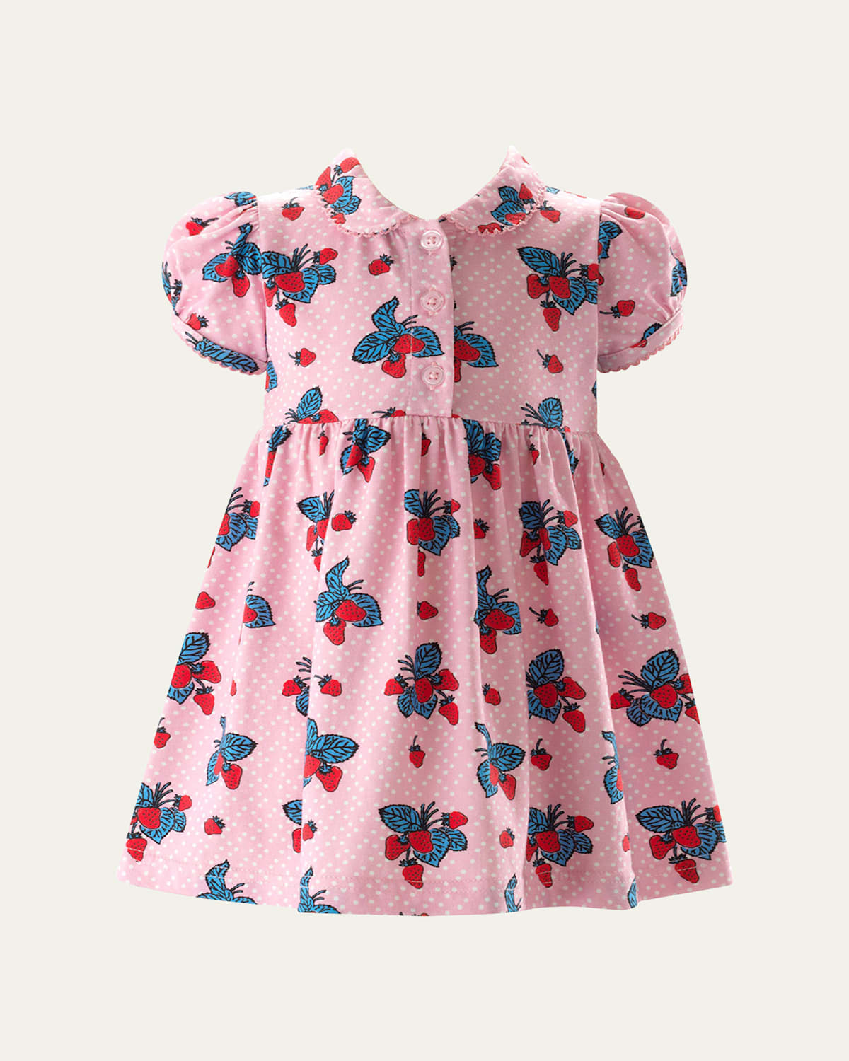 Rachel Riley Girl's Strawberry Jersey Puff-Sleeve Dress, Size 6M-24M
