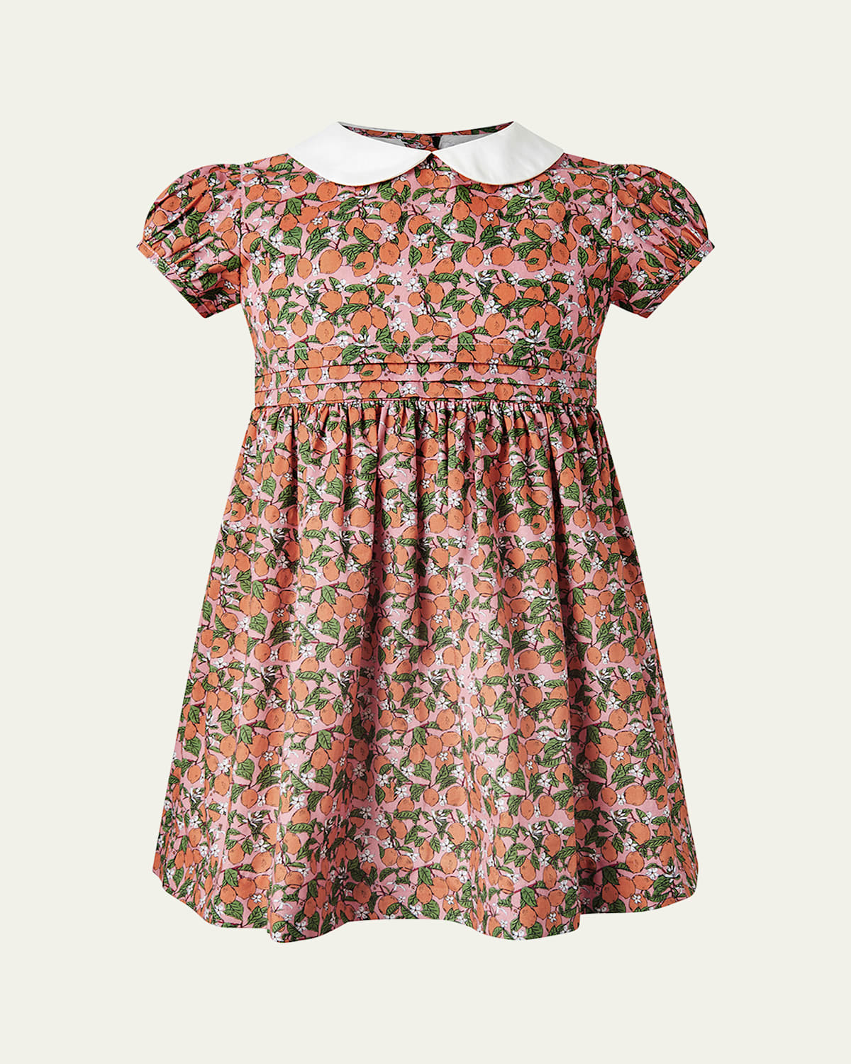 Rachel Riley Girl's Clementine-print A-line Dress In Brown