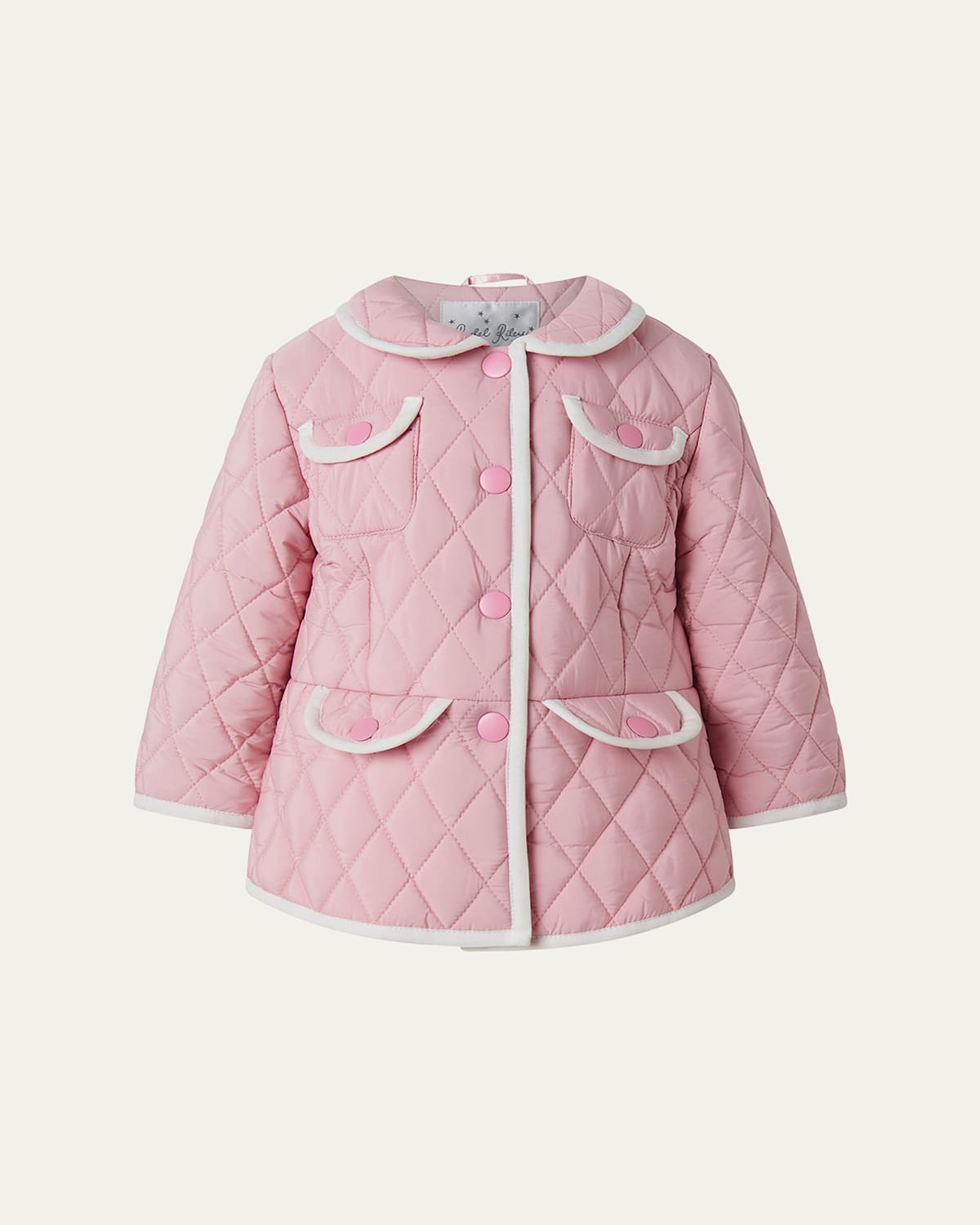 Shop Rachel Riley Girl's Two-tone Quilted Jacket In Pink