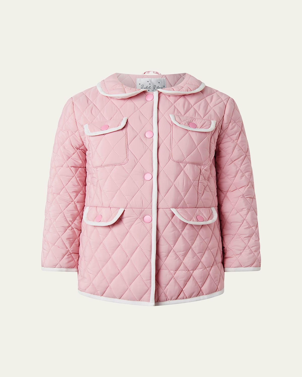 Shop Rachel Riley Girl's Two-tone Quilted Jacket In Pink