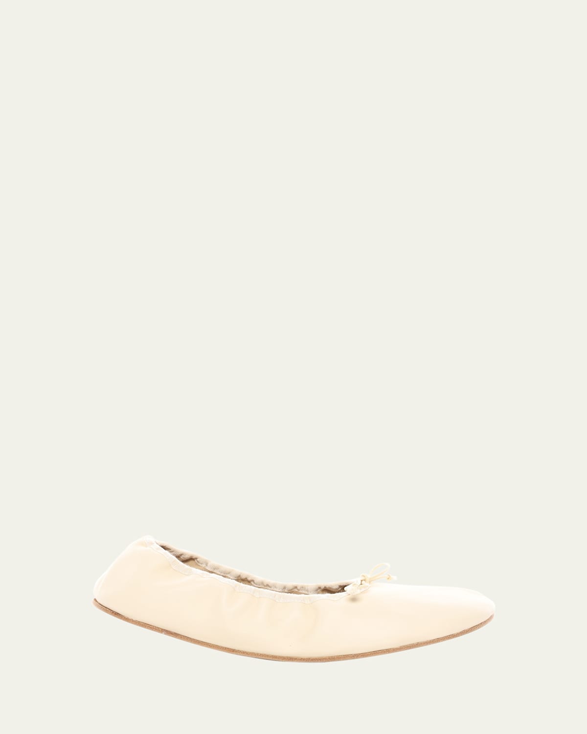 The Row Leather Bow Ballerina Flats In Neutral