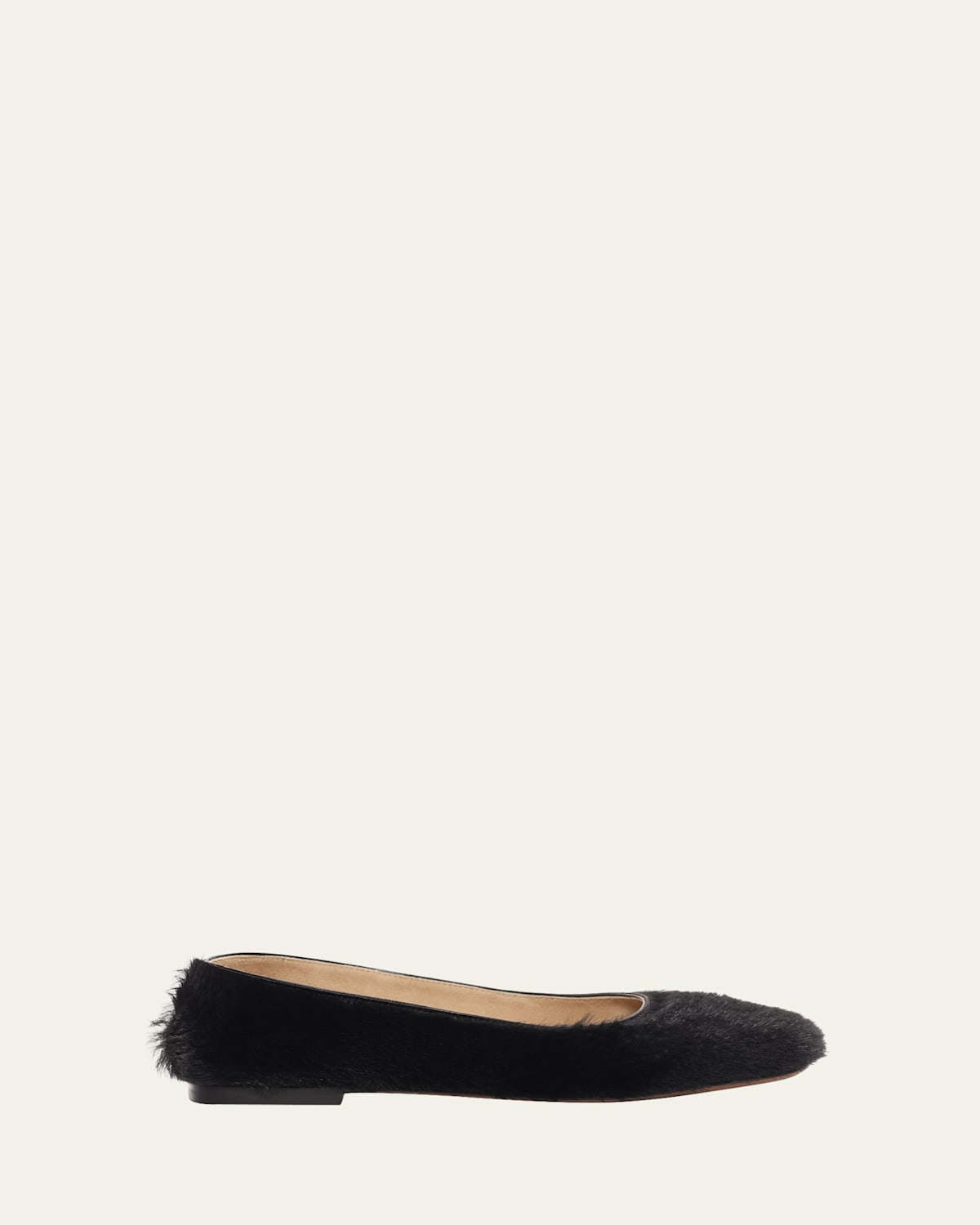 The Row Pony Hair Ballerina Flats In Black